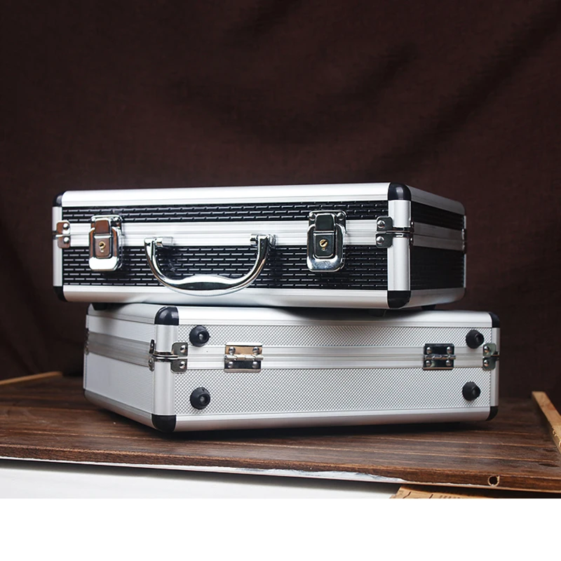 

325x236x100mm Portable Password Toolbox Aluminum Tool Box Instrument Safety Storage Case Instrument Box with Sponge Small Box
