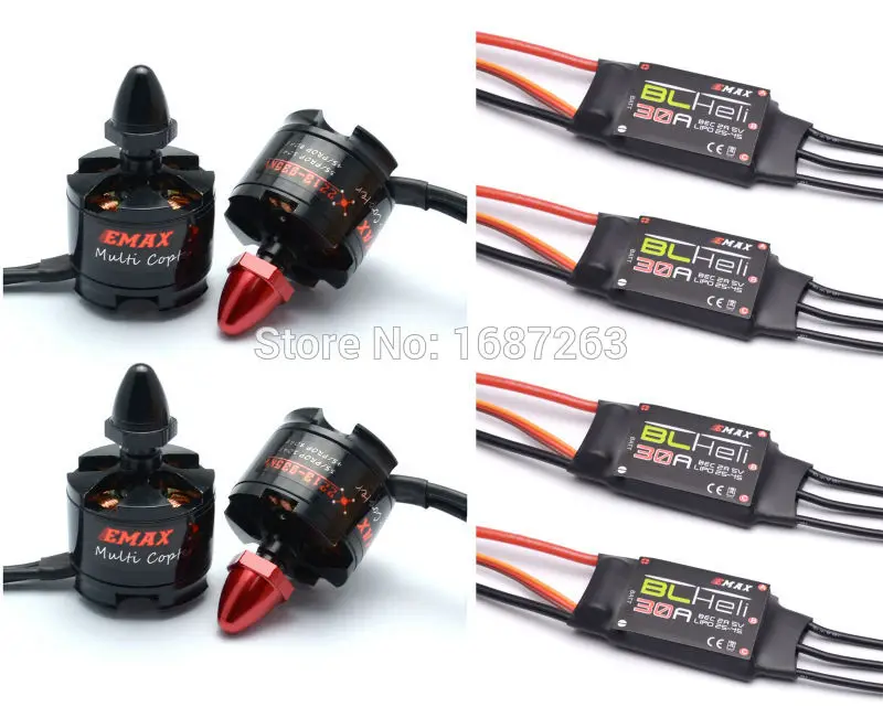 

4 PCS 30A BLHeli ESC + MT2213 935kv Brushless Motor CW CCW For 550 X525 RC Quadcopter