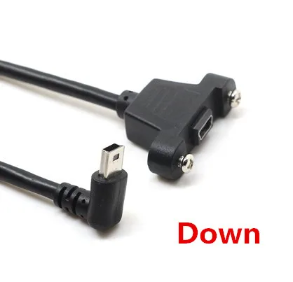 Мини USB вверх вниз угловой левосторонний правосторонний разъем локоть мини USB B 5pin 2,0 мужчин и женщин удлинитель 30 см 50 см с отверстием для крепления панели - Цвет: Down