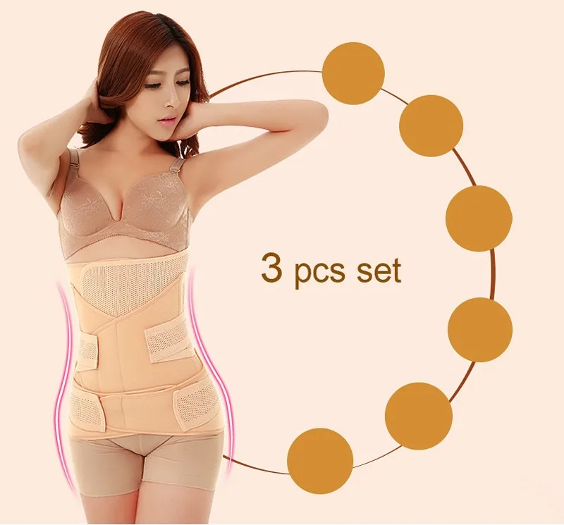 Hot Postpartum Recovery Belt Abdomen Stomach Pelic 3 Sets Underwear Fat Burning Body font b Shapers
