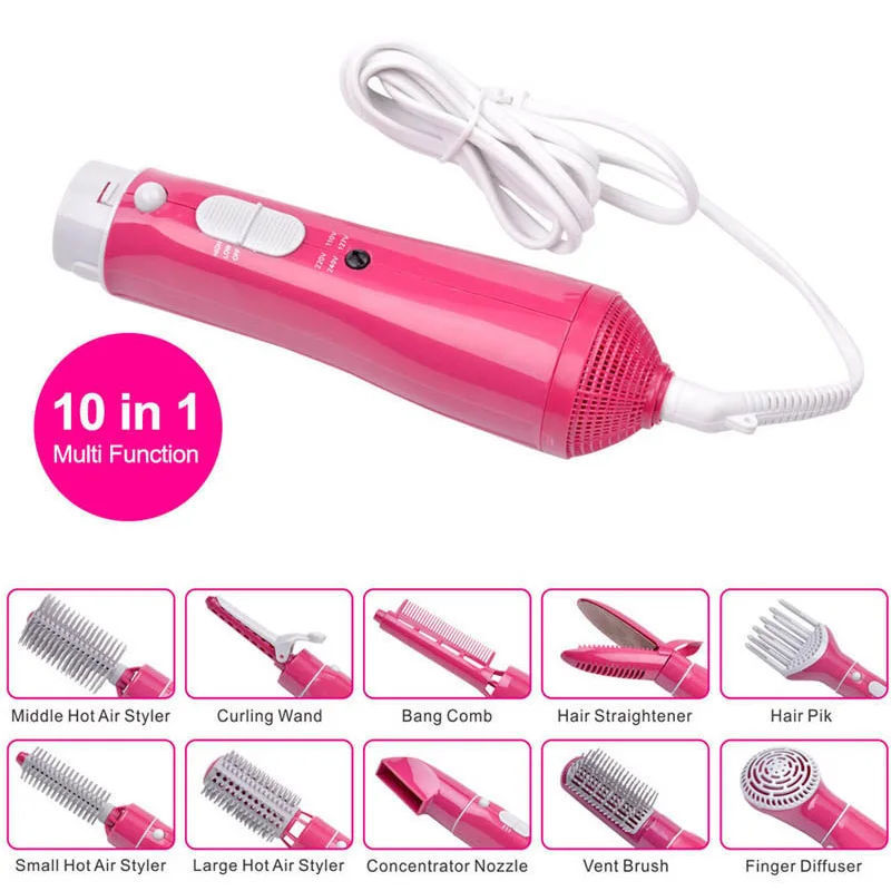 Murah 10 In 1 Multifungsi Pengering Rambut dengan Sisir untuk Perjalanan Profesional Rambut Hair Dryer Pengering Rambut Rambut Blower untuk digunakan Di Rumah Kecantikan 489