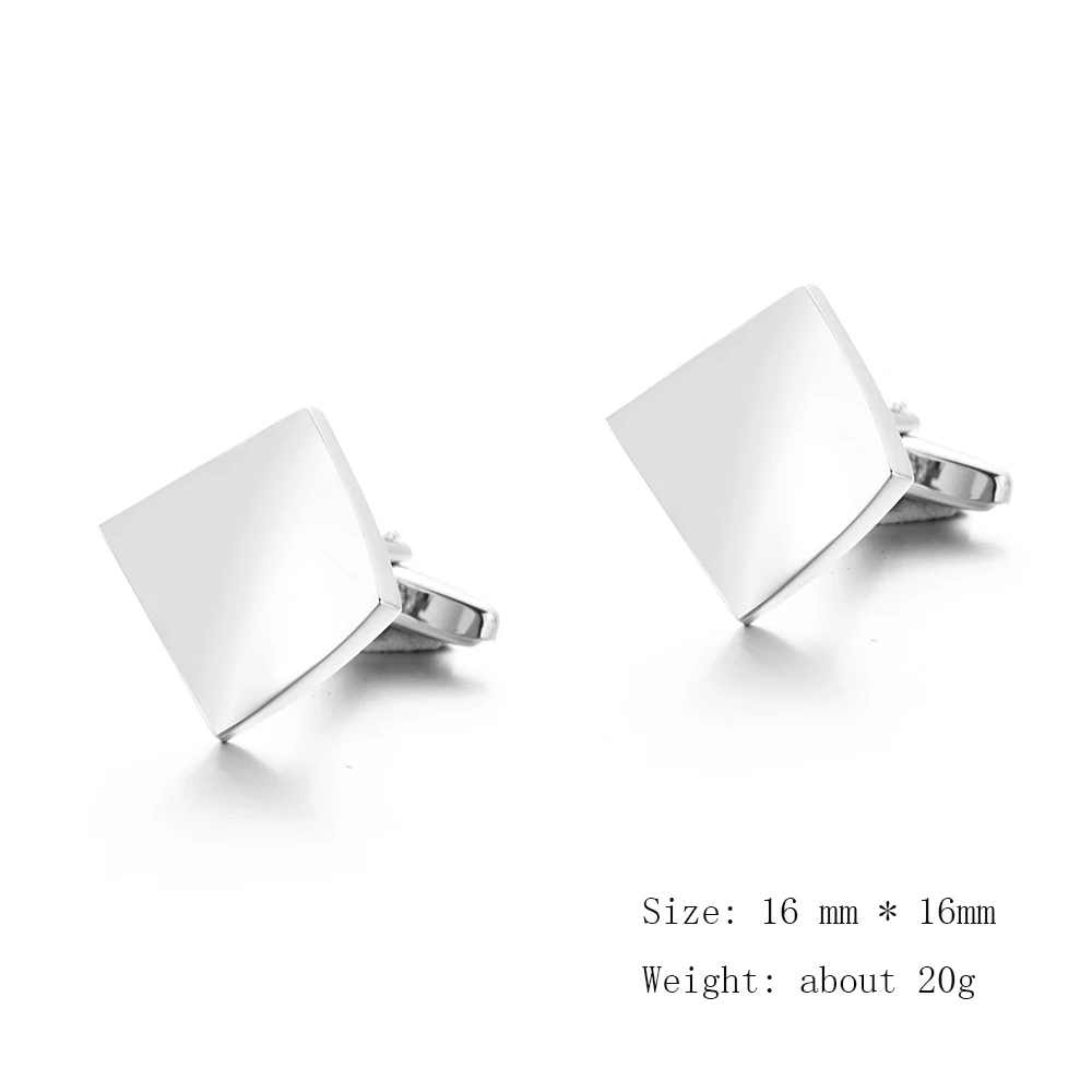 CHUKUI Men's Shirt Cufflinks Metal Copper Silver Color Square Cuff Links For Wedding Party  (3)