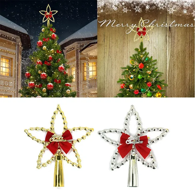 newest star shaped christmas tree toppers with bowknot xmas christmas tree decorations for treetops of christmas - Christmas Toppers newest star shaped christmas tree toppers with bowknot xmas christmas tree decorations for treetops of christmas - Christmas Toppers