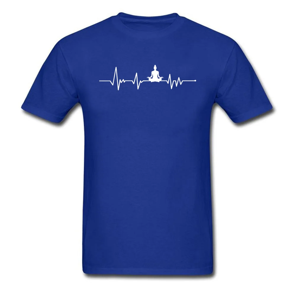 Heartbeat OM Hindustan Мандала медитация буддист футболки с принтом лотоса чистого хлопка Crewneck мужской верх и футболки лето осень - Color: Blue