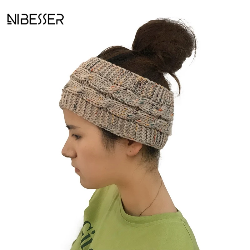 

NIBESSER Women's Caps Dot Knitted Empty Top Woolen Hat Autumn And Winter Women's Fashion Warm Headgear Woman's Head Open Hat