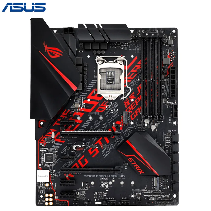 

ASUS REPUBLIC OF GAMERS Motherboard ROG STRIX B360-H GAMING Intel B360 LGA 1151 4xDDR4 DIMM ATX E-sports Motherboard