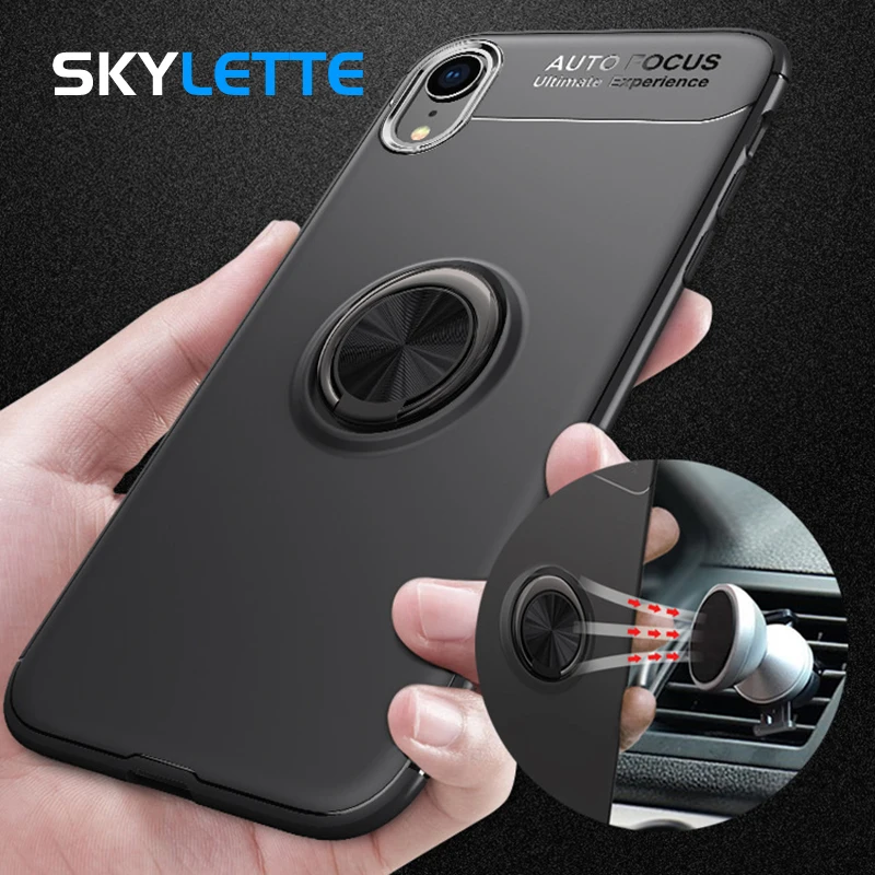 

Mobile Phone Case For iPhone XS MAX Rotating Car Bracket Ring Magnetism Adsorption Holder TPU Protective Cover For Apple XS MAX