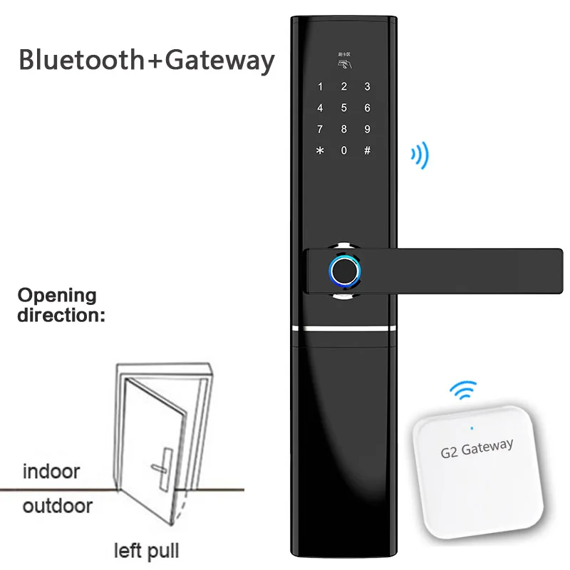 bluetooth gateway Биометрический Дверной замок отпечатков пальцев, приложение Wi-Fi пульт дистанционного управления Bluetooth, отпечаток пальца дверной замок с шлюзом, RFC карты электронные замки черный - Цвет: bluetooth gateway