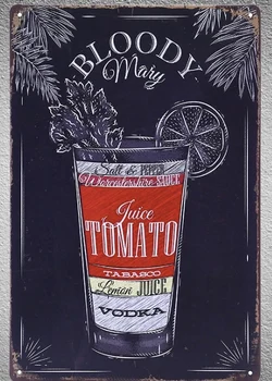 

1 pc Vodka juice tomato lemon Bloody marry bar Tin Plate Sign wall plaques man cave Decoration Art Dropshipping Poster metal