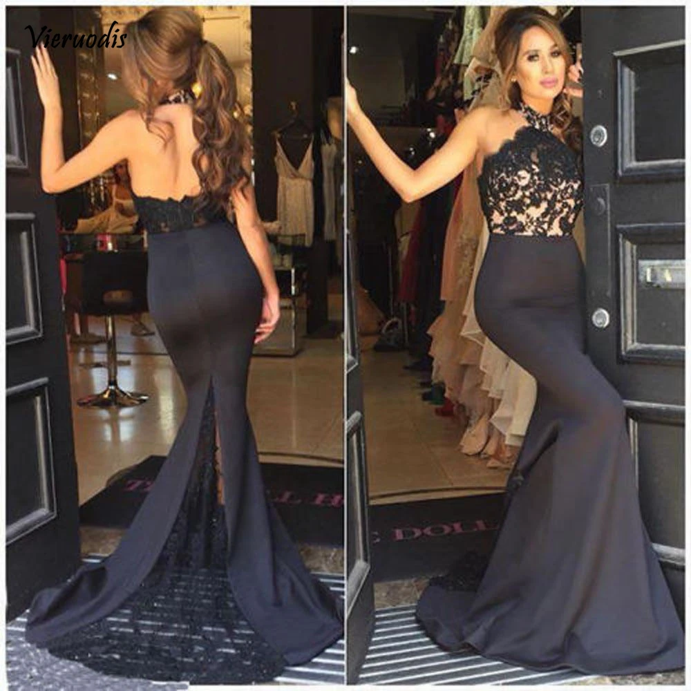 

Halter Long Mermaid Prom Dresses Formal Party Prom Sleeveless Backless Evening Gown Custom