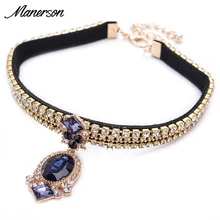 2016 boho negro velvet burlesque choker collar colgante torques mujeres del collar cristalino rojo de la gema de oro collier femme joyería gótica