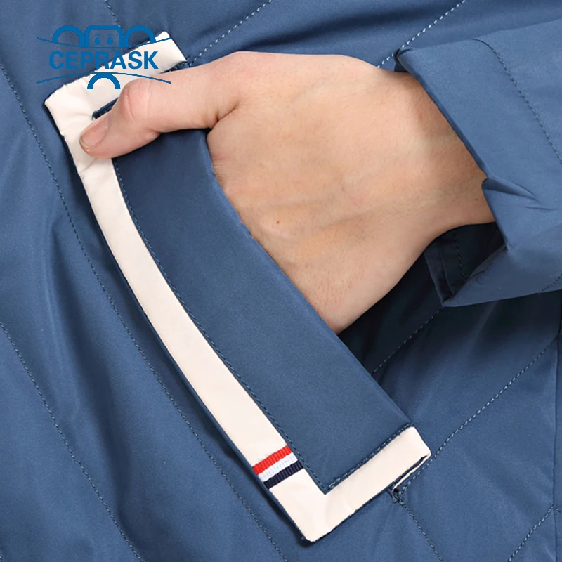 Blue Women Parka brown New Jackets Designs Long Coat Thin 2018 Daek Female Autum Women's High Quality Spring Plus Blue ink Size Hooded Ceprask Windproof orange qSxvwTBv