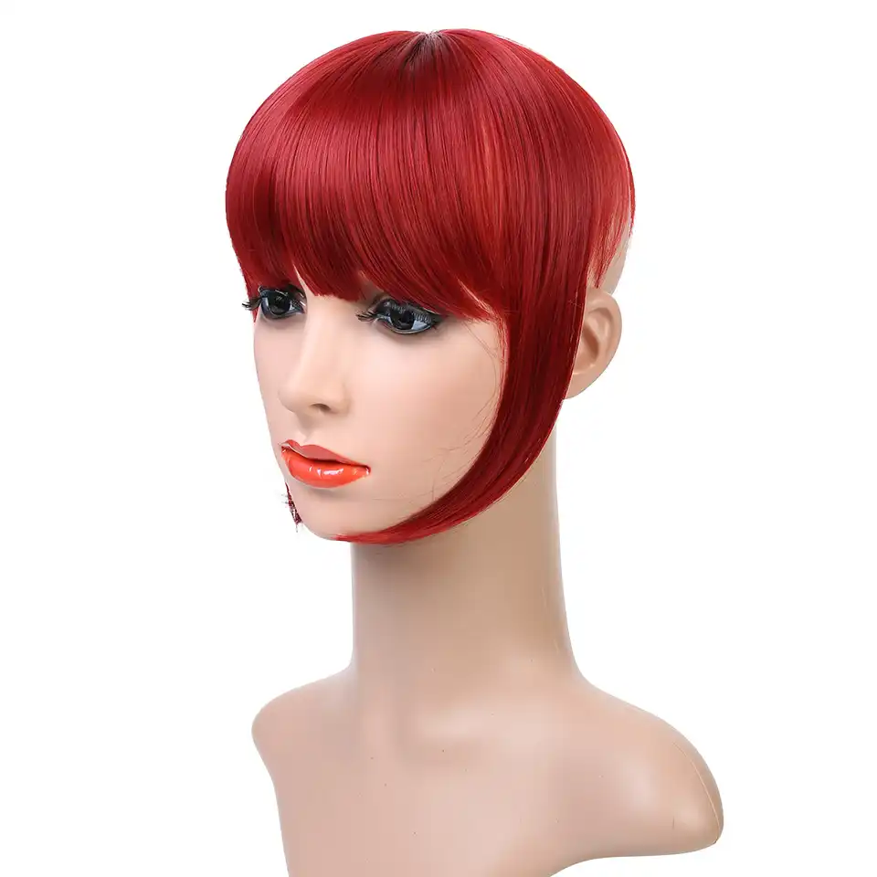 Black Blonde Red Fake Fringe Clip In Bangs Hair Extensions With