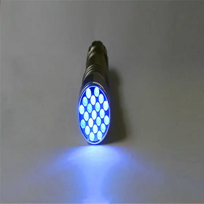 SUPER BRIGHT powerful led flashlight 21 LED UV Multifunction Mini Aluminum Ultra VioletI Flashlight BY AAA BATTERY #3S28 (2)