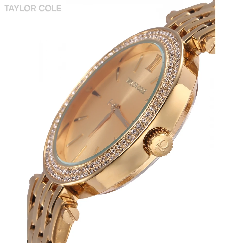 Тейлор коул люксовый бренд Relogio Feminino горный хрусталь чехол золота полные женщины одеваются часы браслет кварцевые часы / TC001