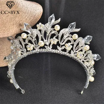 

CC tiaras crowns hairbands crystal pearl luxurious wedding hair accessories for women bride party engagement jewelry gifts HG303