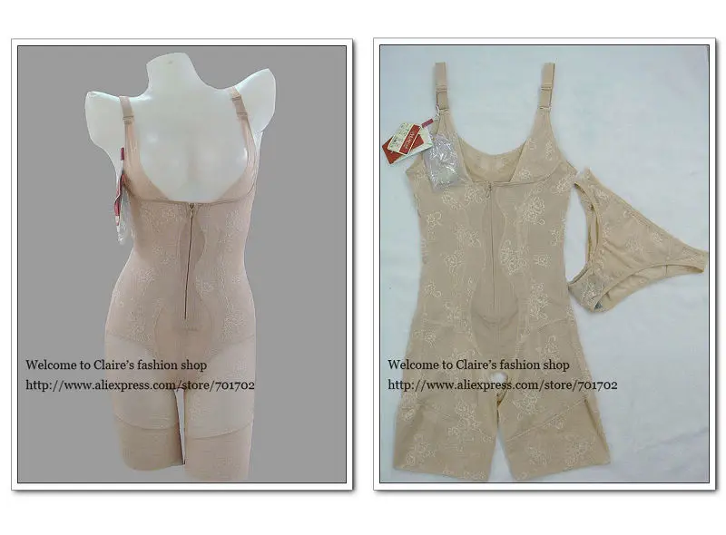 Hot sale New Mesh Bamboo Firm Crotchless Magic Full body shapers Zipper