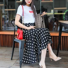 Женские летние юбки новые женские модные с высокой талией длинные в горошек с принтом подиума рыбий хвост Русалка шифоновая юбка Saias C852