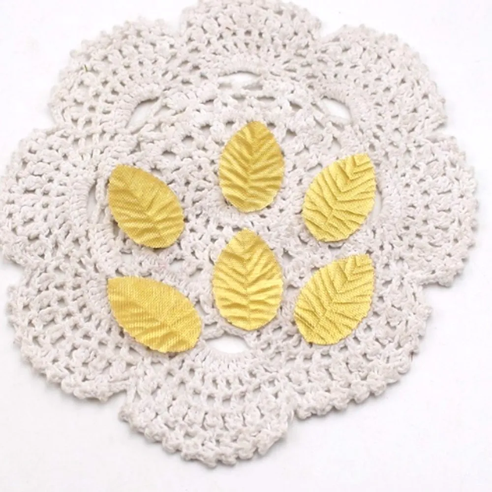 

200pcs Gold Tree Leaf Artificial Flowers Leaves For Wedding Home Decoration Needlework DIY Fleurs Scrapbooking Craft Accessories