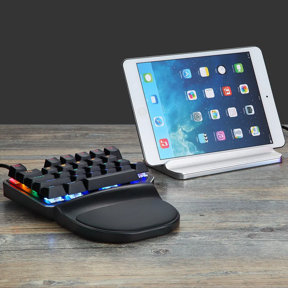 Motospeed K27 USB проводной Singlehanded механическая клавиатура с синий переключатель 9 цветов подсветка ЧЕРНЫЙ опора для рук мини цифровая