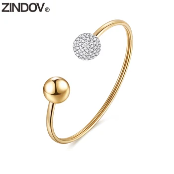 

ZINDOV Gold Bracelets Bangles Stainless Steel Vintage Rose Gold Women Jewelry Crystal Cuff Bangle For Women Mothers Day Gift Hot