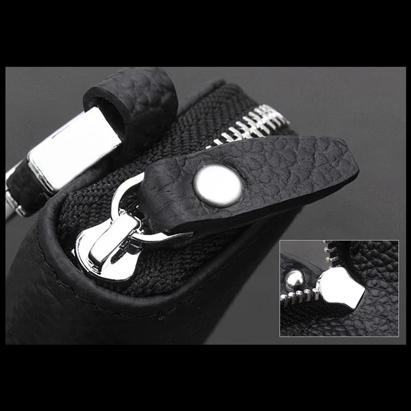 JX-LCLYL Universal Car PU Leather Smart Remote Key Chain Holder Fob Bag Case Cover