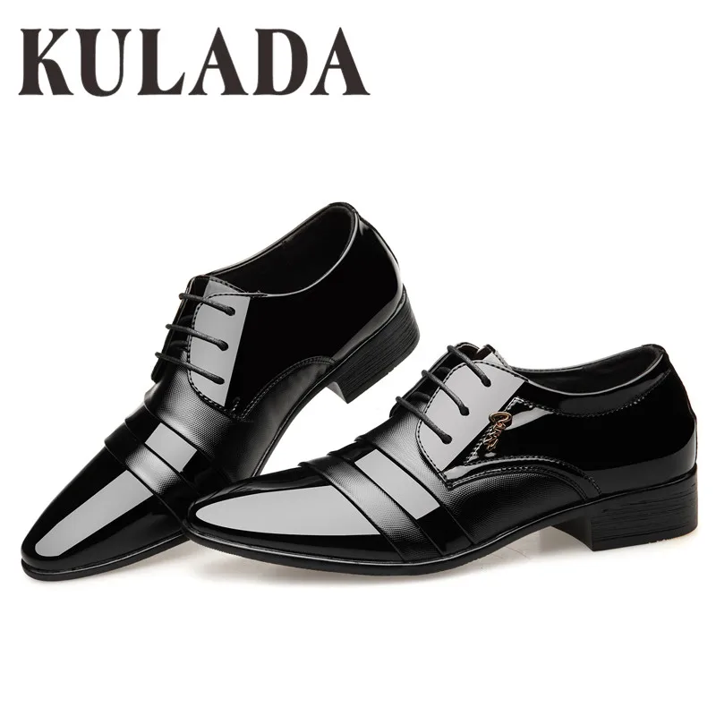 KULADA 2019 Мужская обувь Бизнес классический Лакированная кожа удобная Для мужчин