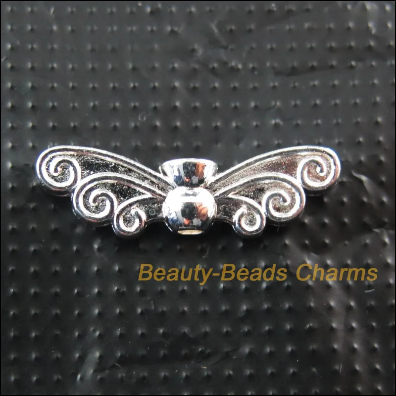 

New 12Pcs Silver Plated Animal Dragonfly Wings Spacer Beads Charms 6.5x22mm