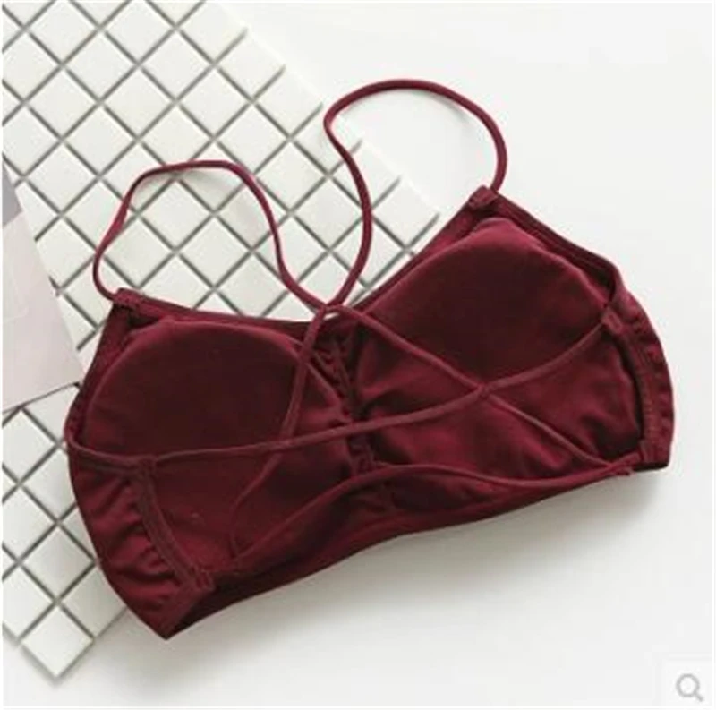 2018 new color girl cross beauty back wrapped chest sexy high quality fashion with chest pad cotton gathered tube top