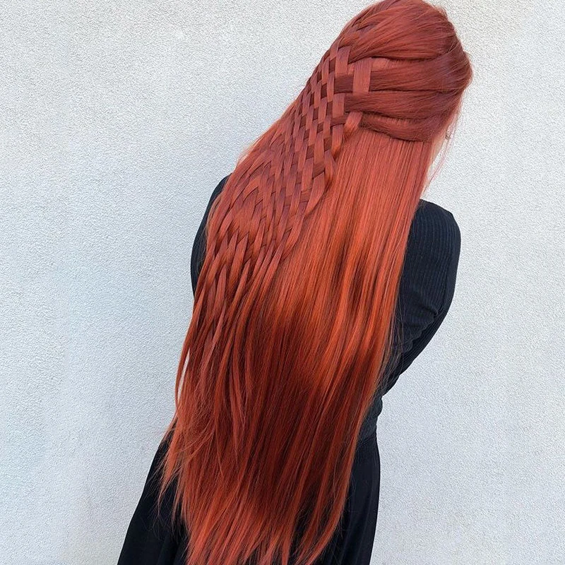 Харизма 26 дюймов длинные прямые медь красный синтетический парик на кружеве высокая температура волос парики для модных женщин средняя часть