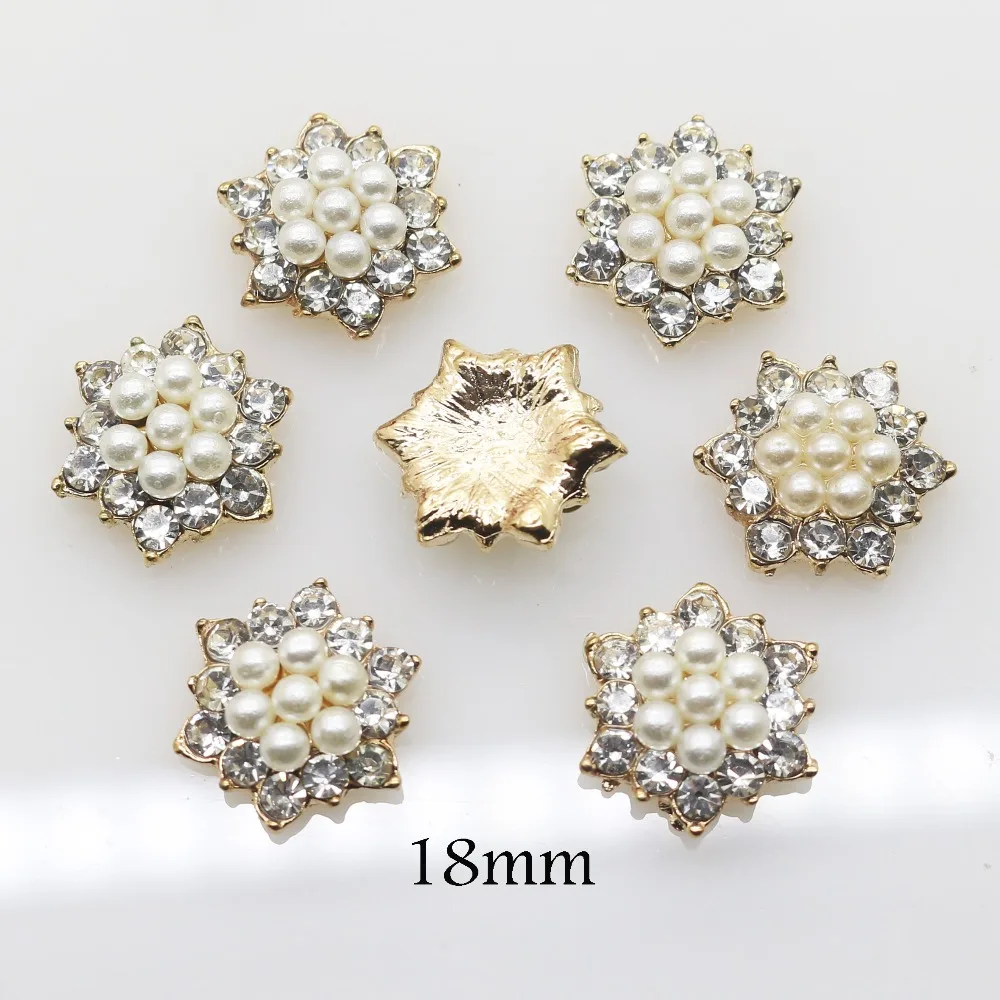 

YWXINXI Direct Sales 10pcs / lot18MM Round Alloy Rhinestone Craft Decoration Materials DIY Wedding Pearl Decoration Accessories
