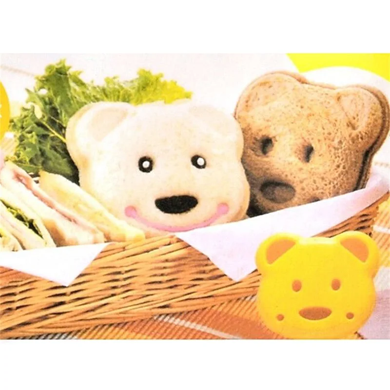 

Cartoon Bear Design Sandwich Bread Mold Cutter Biscuits Embossed Device Cake Tools Rice Balls Lunch DIY Mould Tool Drop Shipping