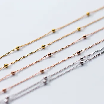 

925 Sterling Silver Chokers Necklaces for Women Fashion Korean Style Minimalist Ladies Mini Round Bead Clavicle Necklace Jewelry