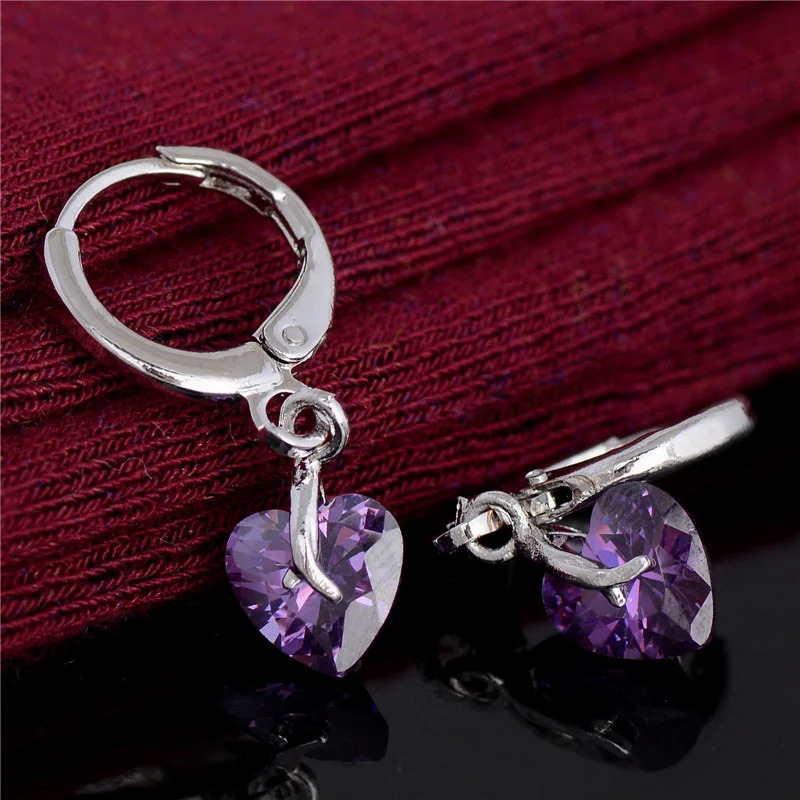 H: HYDE Очаровательные 2 шт = 1 пара серебристого цвета блестящие белые кубические цветы элегантные женские серьги-кольца для подарка на Рождество - Окраска металла: Purple
