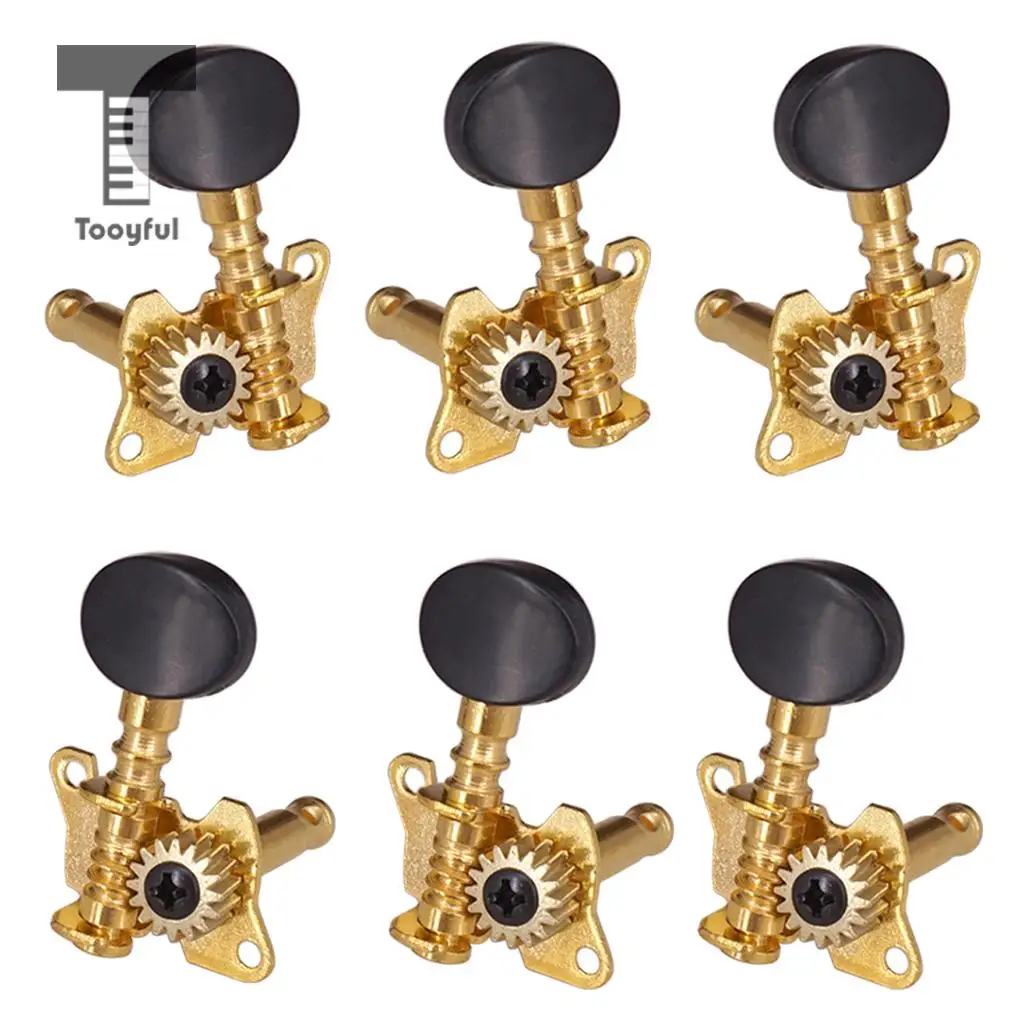 

6pcs 3 Right 3 Left Guitar Heads String Tuning Pegs Open Machine Heads Oval Button Acoustic Folk Guitar Parts Tuning Peg Tuners