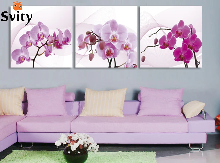 

3 panel Wall Art Moth orchid Picture Oil Painting Canvas No Framework Abstract Print For Home Modern Decoration wall art
