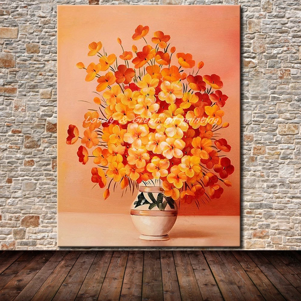 

Frameless Painting Hand Painted Flower Oil Painting On Canvas Hang Made Modern Abstract Flowers Picture Wall Art For Home Decor