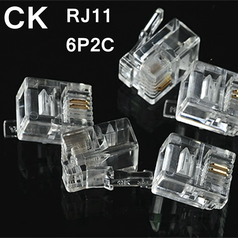 ReadStar 100PCS/LOT CK RJ11 6P2C Plug telephone cable Connector adapter
