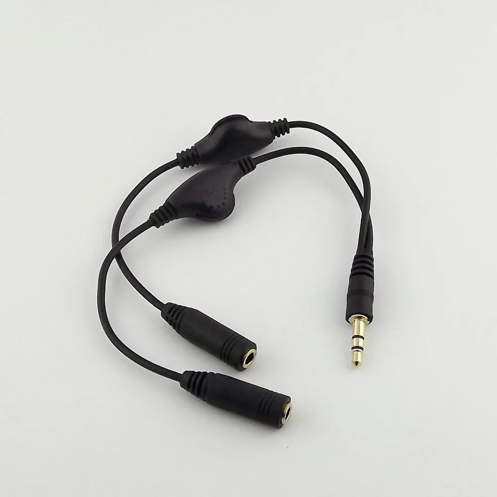 10pcs 3 5mm Headphone Stereo Audio 1M 2F Splitter Cable With Separate Volume Controls 22cm