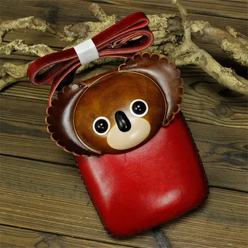 

Handled Tanned Leather Bags Is A Swine and Monkey Creative Wallet Mobile Phone Bag Messenger Panda Cartoon Coin Purse Dropship