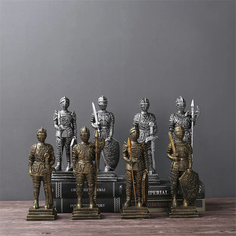Artificial European Vintage Roman Soldier Figurines Miniatures Living Room Warrior Home Decor Resin Ornament Valentines Day Gift81