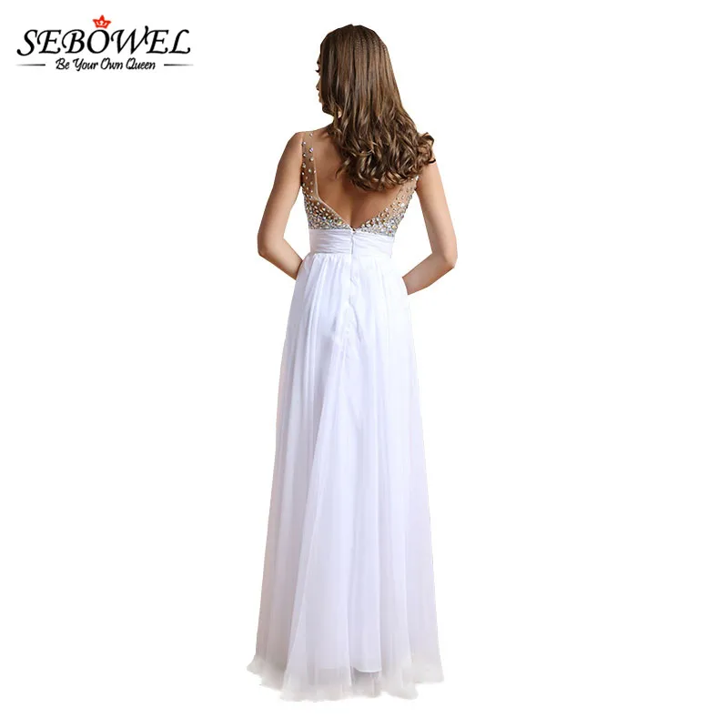SEBOWEL Sexy Summer Sleeveless Long Party Dresses Floor-Length Chiffon Lace Womens Formal Dresses Robe Femme Ete 2017 Bluewhite (5)
