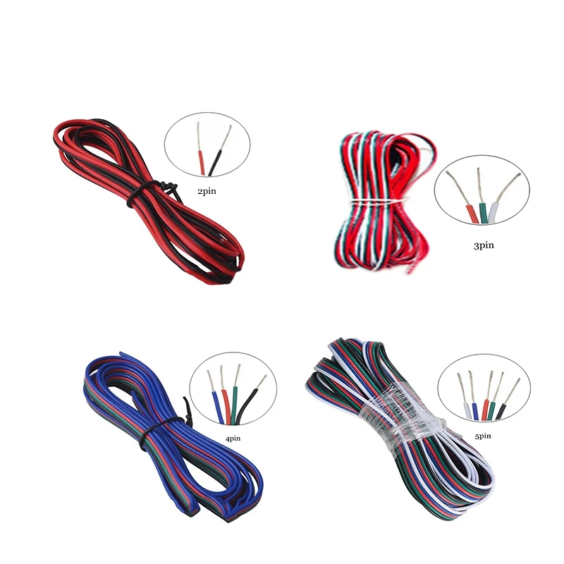 100m 2pin 3pin 4pin 5pin 22AWG Led Connect LED RGB wire Cable For WS2812 WS2811 RGBW CCT 5050 3528 Strip | Обустройство дома