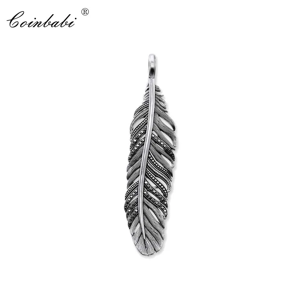 

Pendant Feather 925 Sterling Silver Black For Women & Men Lover's Heart Thomas Style Punk Gift Rebel Pendant Fit Necklace