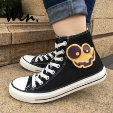 Вэнь кроссовки на платформе черный дизайн Хэллоуин Тыква топ Высокая парусиновая обувь мужские эспадрильи на плоской подошве со шнуровкой Женские плимсоллы