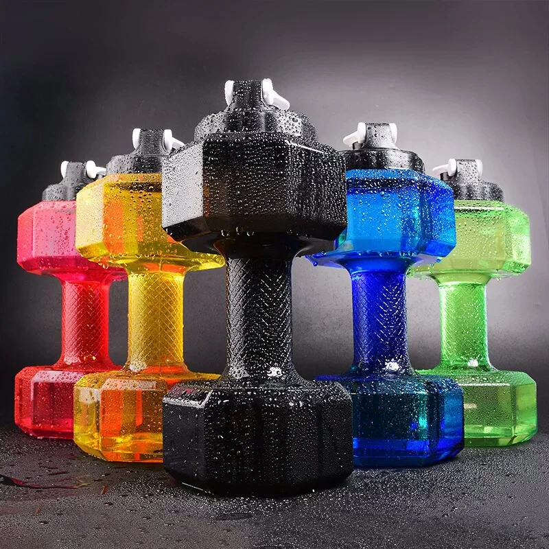 

2.2L Sports Water Bottles Portable Unbreakable Plastic Bottle Shaker BPA Fitness Dumbbell Unisex