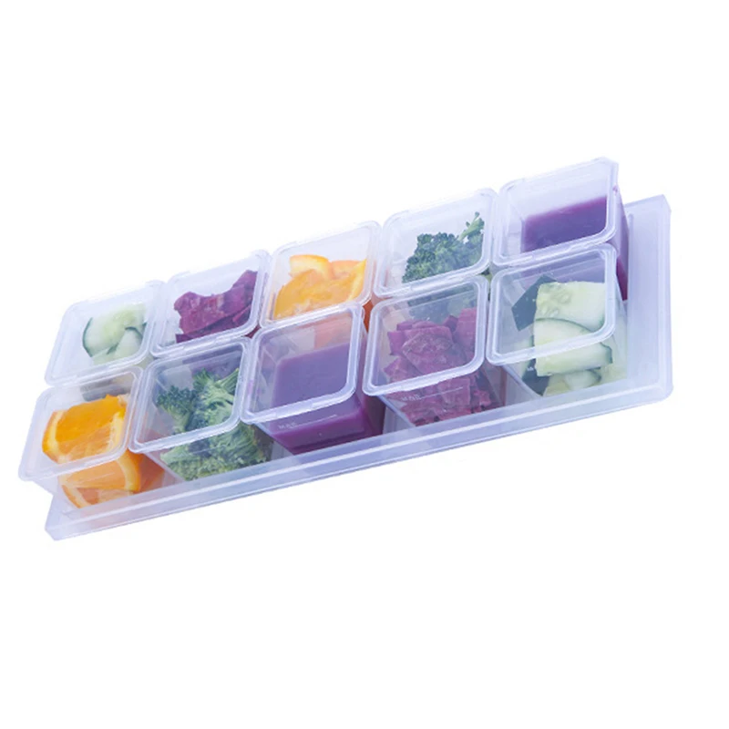 Portable Baby Food Supplement Puree Storage Box, Crisper Independent Sub-grid Box Microwavable