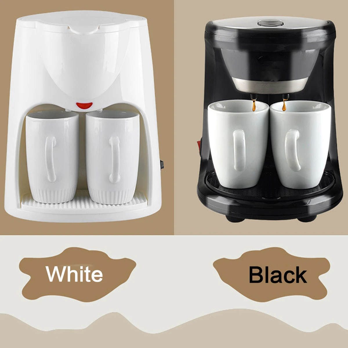 

Warmtoo Mini Dual Use Coffee Machine Electric Automatic Coffee Machine 2 Cups Drip Coffees Tea Maker for Home Office Cafe