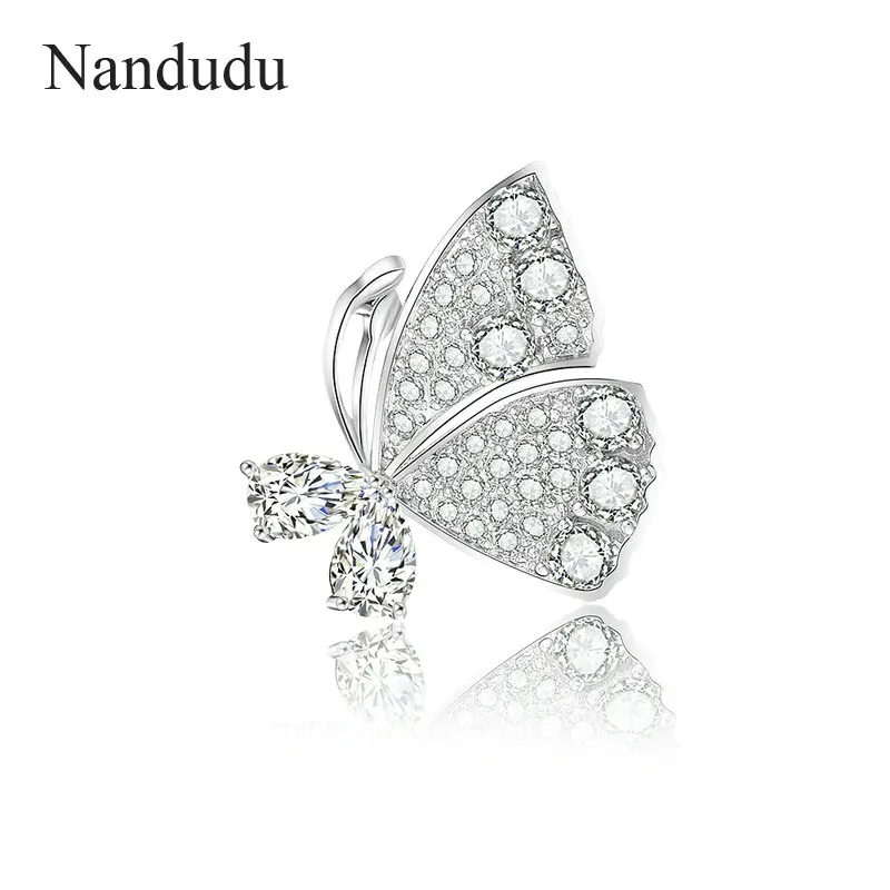 

Nandudu New Butterfly Brooches Pins For Women AAA Rhinestone CZ Zircon Pins Brooches Collar Costume Scarf Accessories Gift X347