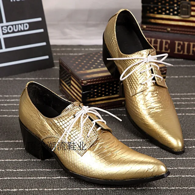 Choudory Mens Gold Dress Shoes Lace Up Oxford Shoes For